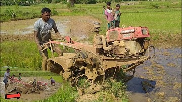 VST Shakti 130Di | Unbelievable puddling by vst power tiller in deep mud | Amezing fishing by boys