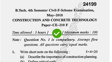 2018 Mdu BTech Civil 4th Sem Construction & Concrete Technology Question Paper