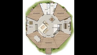 2 Bed Round House Plan:170.0 m2