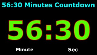 56:30 Minutes Countdown [Reverse Time] | Fifty Six & Half Min, | Digital Clock | Alarm | Stopwatch