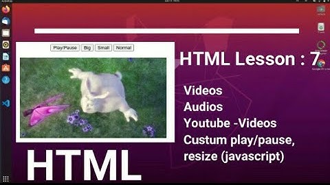 HTML Lesson: 7 - Videos, Audios, Embed Youtube Videos, Custum play/pause, resize (using JavaScript)