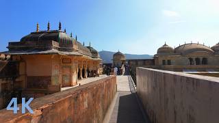 Travel vlog - Amer Fort Jaipur Walking Tour 4K Part 1 | Sheesh Mahal & Inner Chambers | 3D Binaural