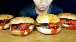 Eating Cheesy Crispy Burger Savagely No Talking