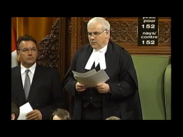 2005 Canadian Budget Vote/Confidence Motion (Speaker Milliken Breaks Tie)