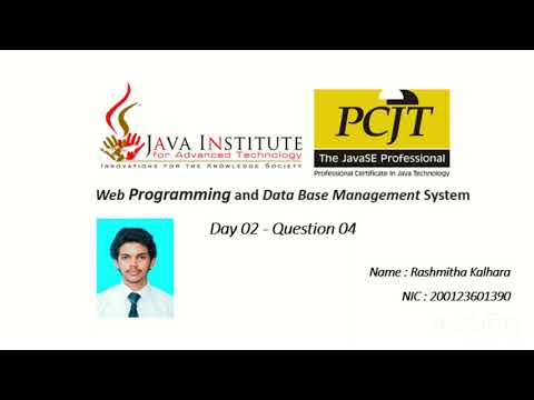 #javainstitute #pcjt Web Programming Day 02 Question Set 4