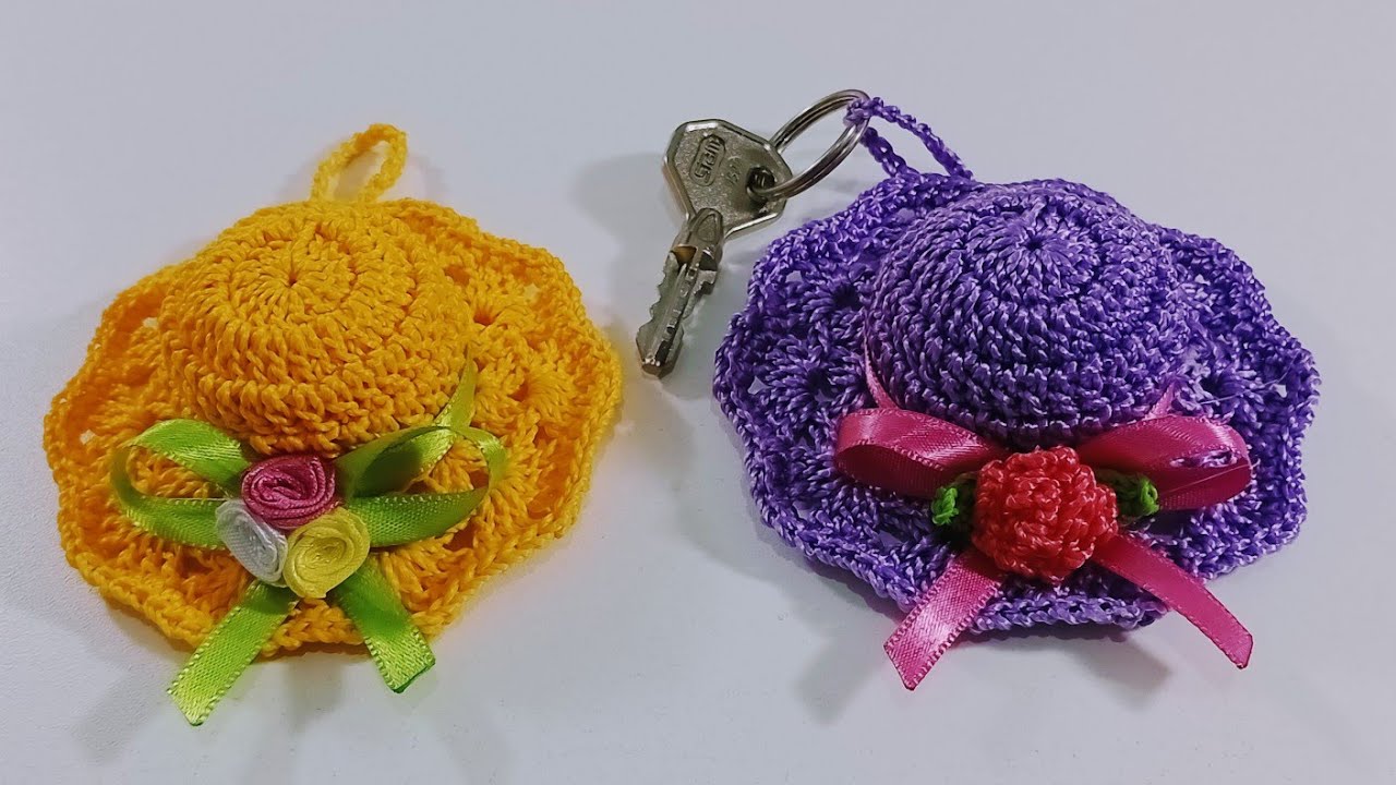 Chaveiro de chapéu em crochê rápido e fácil de fazer | passo a passo com a Francinilda Crochê