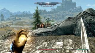 Skyrim: Fus Ro Dah vs Giant Spider & Floating Corpse Glitch | No Commentary