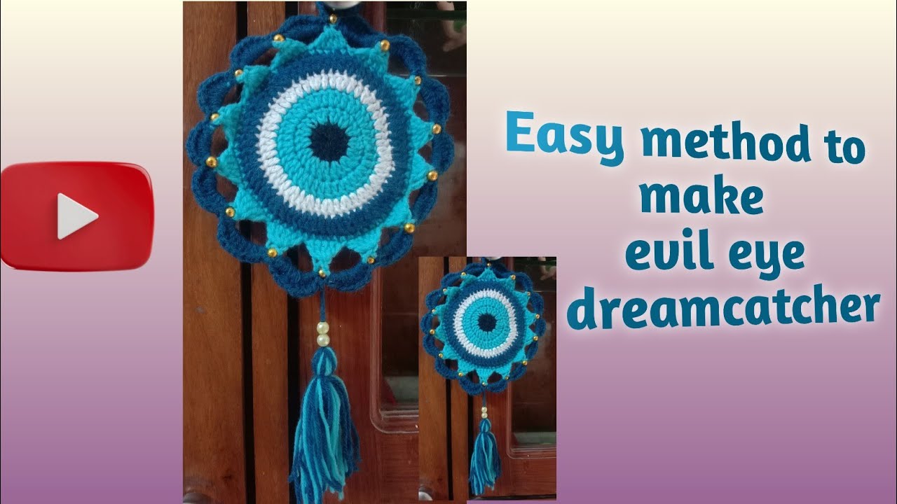 Chrochet Evil eye dreamcatcher wall-hanging decoration#video#chrochet ...
