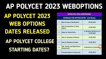 AP POLYCET 2023 WEB OPTIONS DATES RELEASED| AP POLYCET 2023 SEAT ALLOTMENT| AP POLYCET  WEB OPTIONS