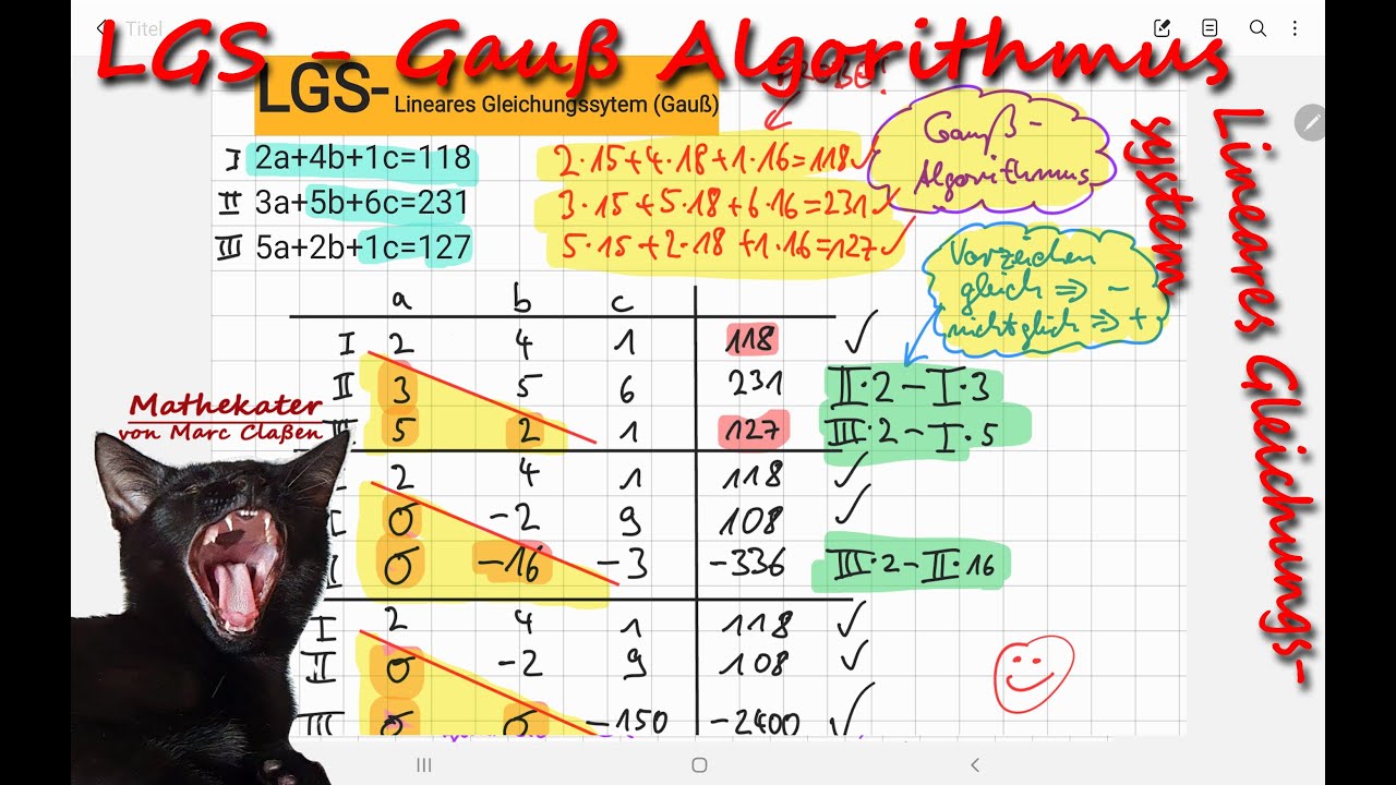 Gauß-Algorithmus / Gauß-Verfahren - Lineares Gleichungssystem LGS ...