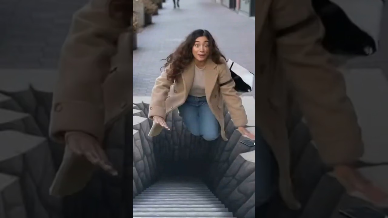 Уличная шутка с оптической иллюзией и уличным искусством, которая удалась на славу! 