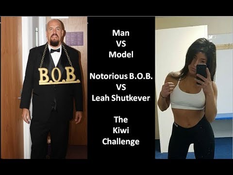 Man VS Model Notorious B.O.B. vs Leah Shutkever in the Kiwi Challenge