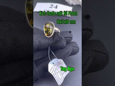 Video Nhẫn Hổ Phách Nga bọc bạc 925 mạ vàng 120122-24 - youtube