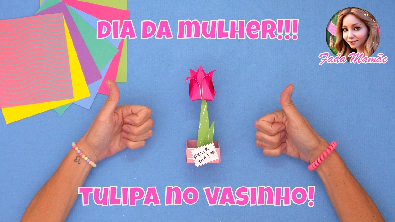 ORIGAMI DE TULIPA NO VASINHO!!! 🌷- APRENDA A FAZER! #diy