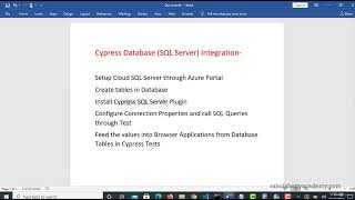 001 Setting up SQL Server with Azure for Cypress Testing