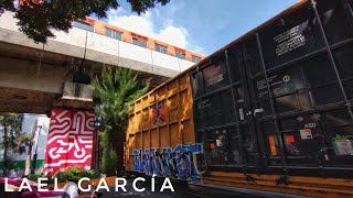 Tren maniobrando bajo el metro de CDMX, Servicio Peralvillo en Ocejo, ramal de la línea YH