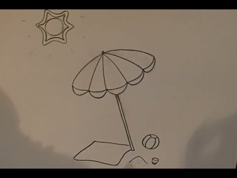 Как рисовать карандашом Пляжный Зонтик, Pencil drawings, Beach umbrella