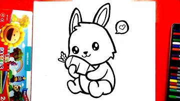 Vẽ chú thỏ con ôm củ cà rốt dễ thương - Cách vẽ con thỏ cute - Vẽ con thỏ đơn giản mà đẹp