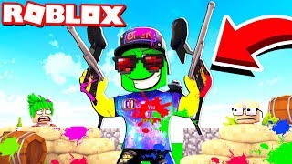 This is a REAL battle in ROBLOX! Made his way to the ENEMY BASE and Took the TOP 1 BIG Paintball