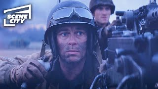 Fury: Tanks vs. Machine Gun Turrets (Brad Pitt) 4K HD Clip | With Captions