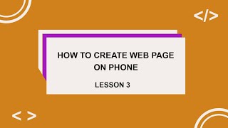 HOW TO CREATE WEB PAGE ON PHONE 📱