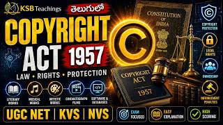 Indian Copyright Act Explained in Telugu | UGC NET Library Science | KSBTeachings