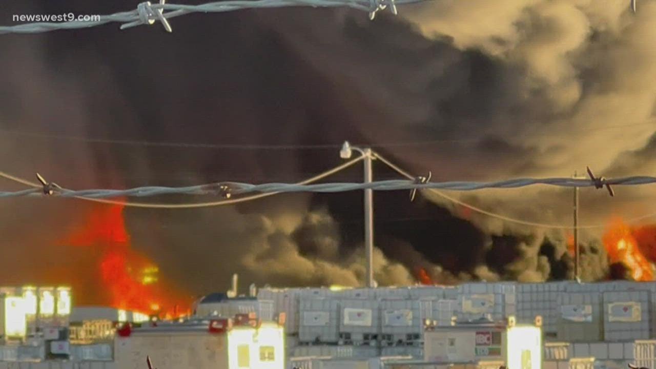 Fire crews battling large fire at Viking Pools near I-20