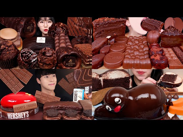 ASMR EATING CHOCOLATE CAKE GODIVA CHOCOLATE MAGNUM ICE CREAM EATING VIDEOS EATING SHOW 