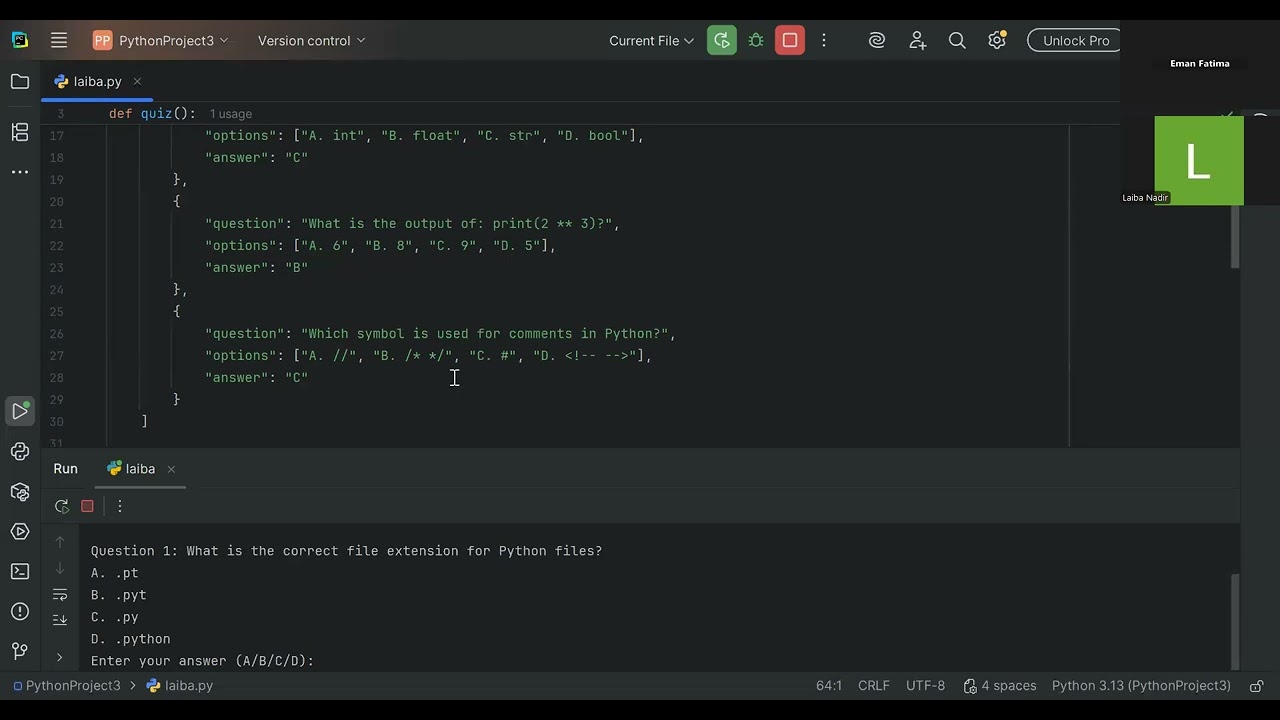 Python-Based Quiz Application Project 
