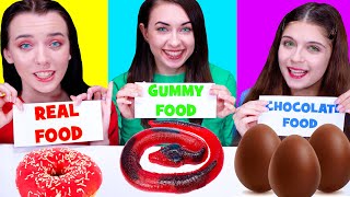 ASMR Real Food VS Jelly Chocolate Food Challenge By LiLiBu