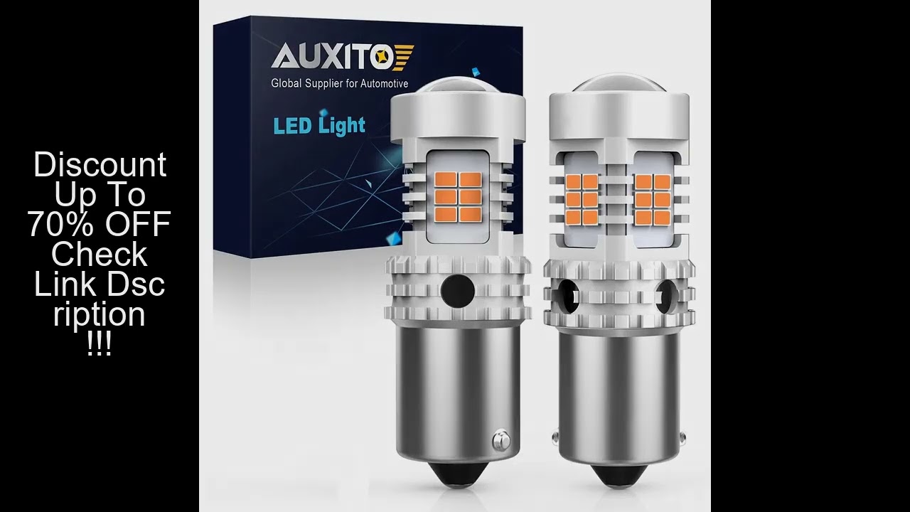 AUXITO 2Pcs BA15S P21W LED No Hyper Flash Amber Yellow T20 W21W 7440 WY21W 1156 BAU15S PY21W LED Bul