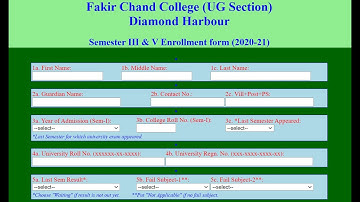 Enrollment Form for B.A./B.Sc./B.Com. Hons/Gen Sem-3 & Sem-5  (Fakir Chand College) Last date: 25/12