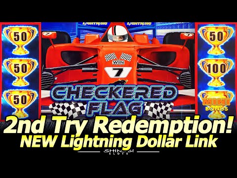 NEW Checkered Flag Lightning Dollar Link Slot - 1st Attempt Frustration to 2nd Attempt Redemption!