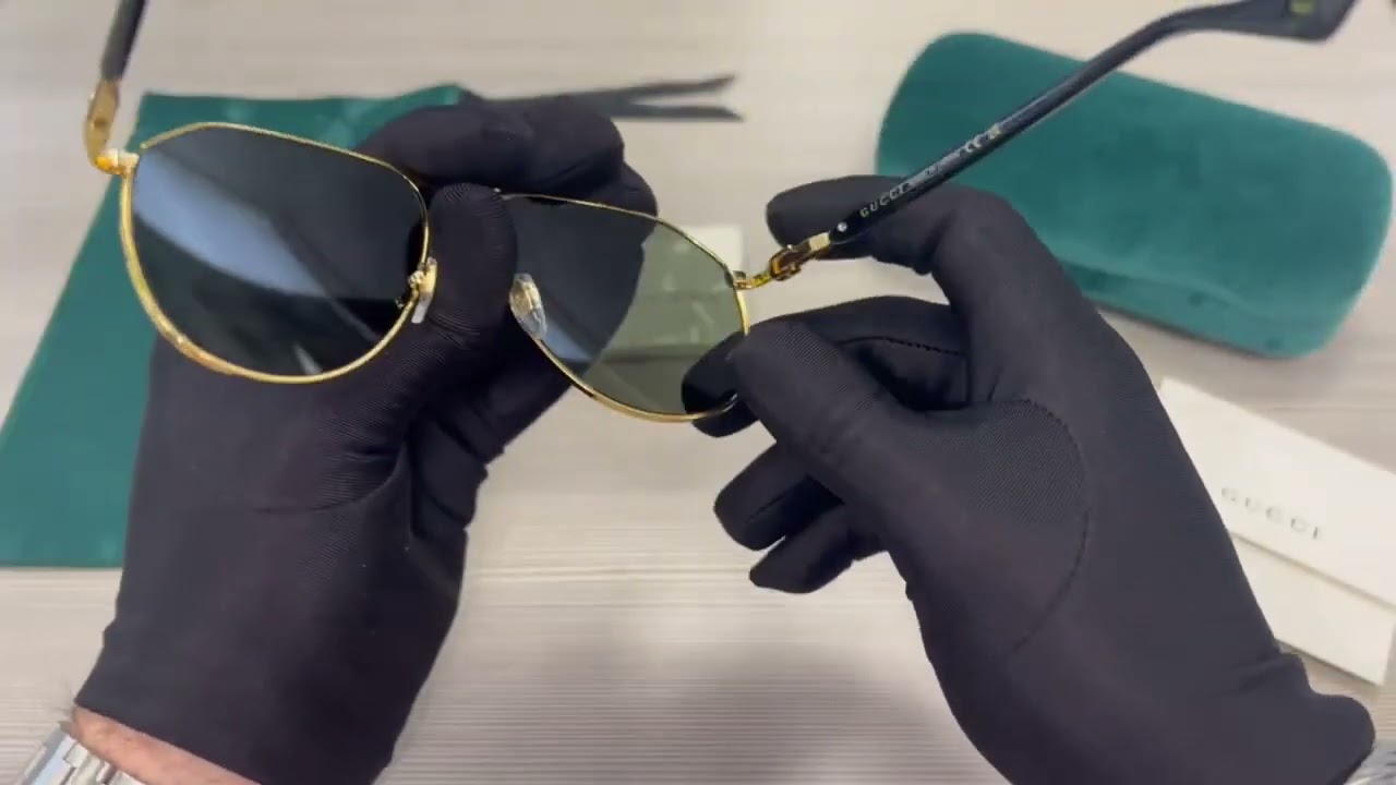 Gucci Sunglasses Model GG1220S 001 Gold/Grey Pilot Shape 59-14-145mm