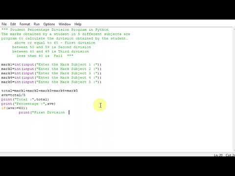 Student Percentage Division Program in Python