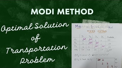 MODI Method/ UV Method for Optimal Solution of Transportation Problems | Operations Research | Hindi