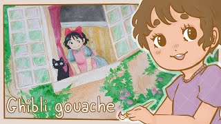 🎨Ghibli Gouache 🎨 Je teste la Jelly gouache! (With English subtitles)