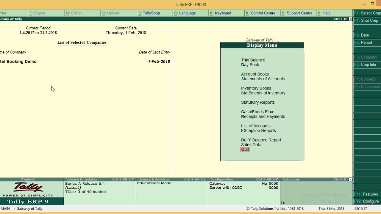 Module Hotel Booking and Invoicing in Tally.ERP9 - YouTube