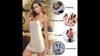 Women's Satin Nightgown Silk Slip Dress Sleepwear screenshot 4