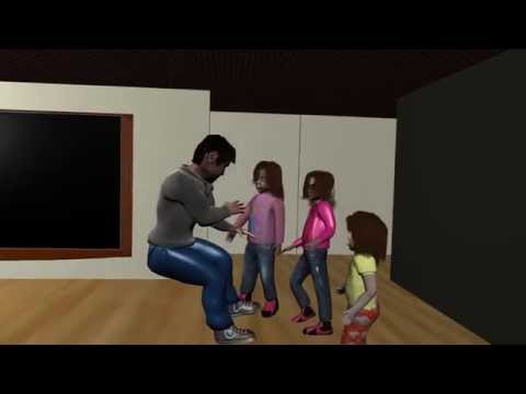 3 little girls and one intruder.  3d animation blender 3d