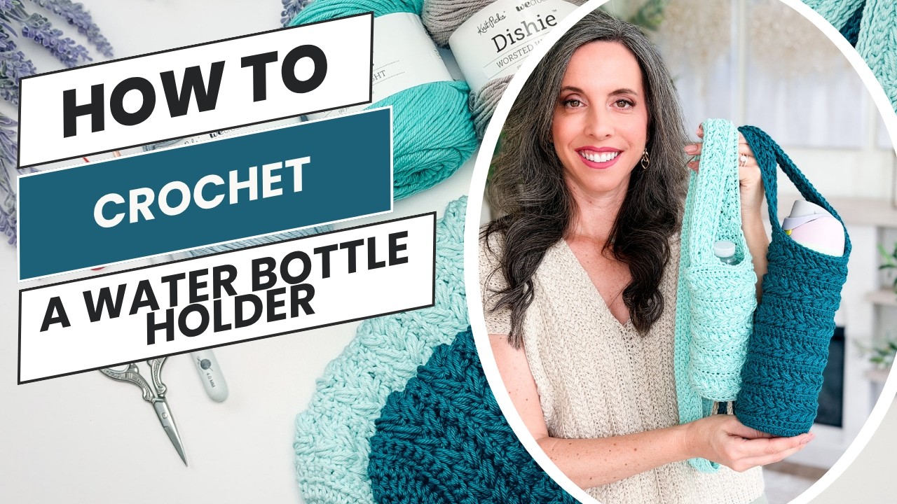 Crochet Water Bottle Holder Pattern - Wheat Stitch (2 Sizes)