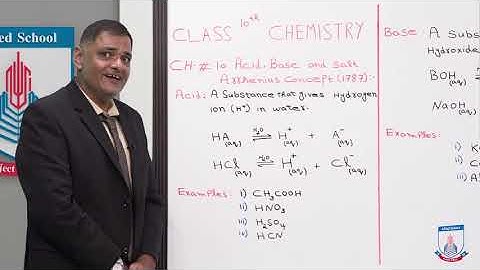 Class 10 - Chemistry - Chapter 10 - Lecture 1 Arrhenius Concept of Acid & Base - Allied Schools