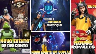 NOVIDADES FREE FIRE!! BANDEIRÃO, NOVO EVENTO DE DESCONTO, EMOTE EM DUPLA, SKINS DE GRAÇA E MAIS!