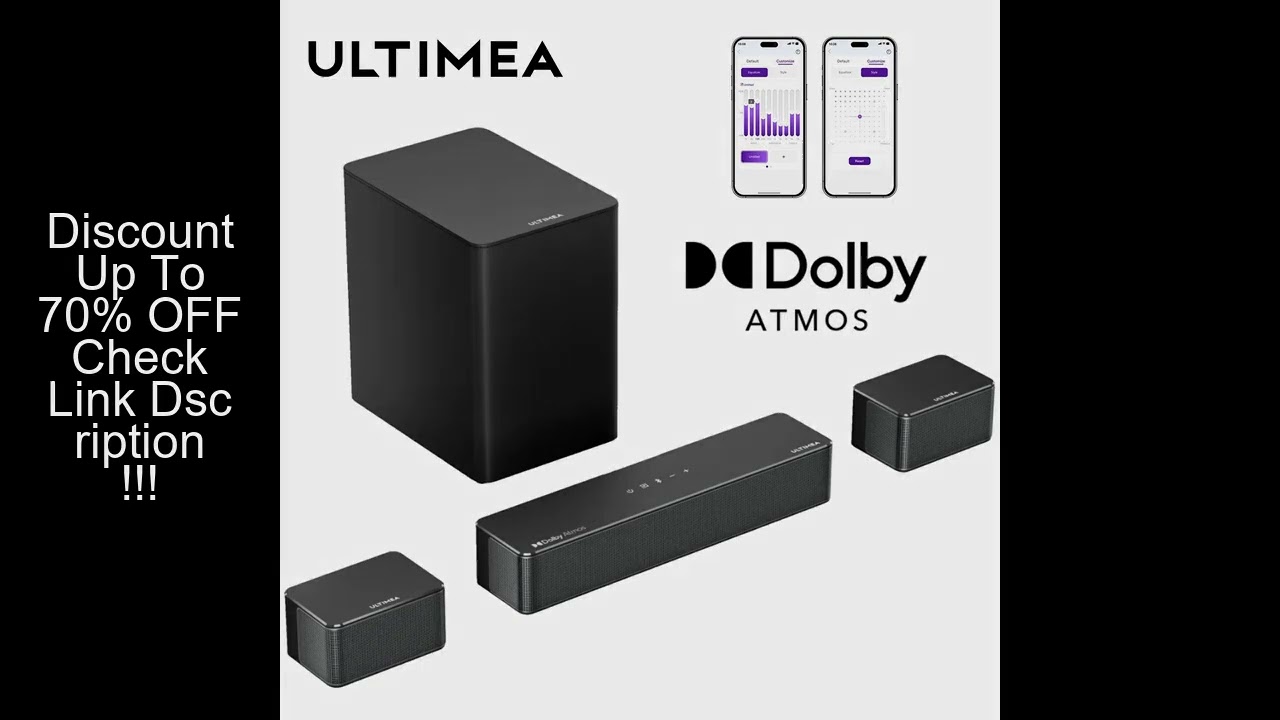 ULTIMEA 5.1 Soundbar with Dolby Atmos, 3D Surround System Soundbar for TV with Wireless Subwoofer,