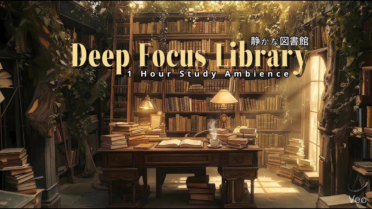 1 Hour Cozy Library Ambience 🕰️ Lofi Beats for Deep Focus & Study | 居心地の良い図書館