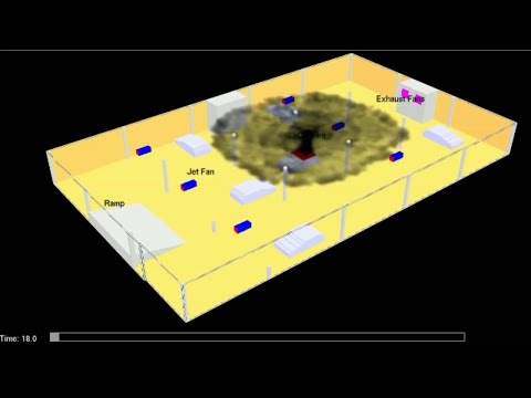 Carpark fire simulation- Smoke , Fire Dynamics Simulator (FDS)