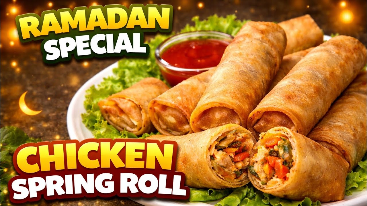 🔥 Ramadan Special Chicken Spring Roll | Crispy & Juicy Inside 😍🌯