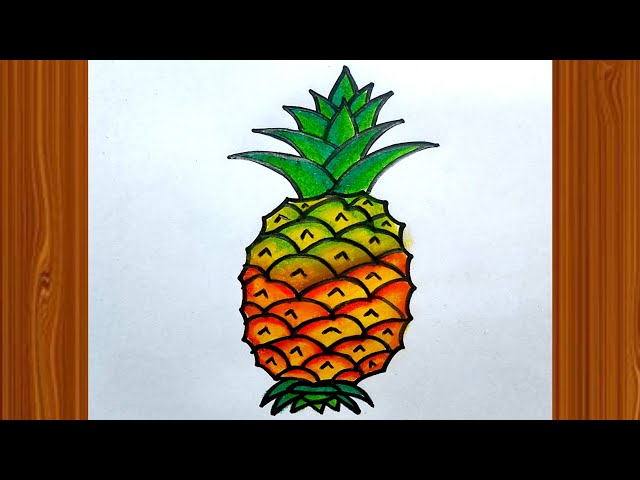 pineapple fruit drawing / easy techniques for pineapple fruit drawing /  drawing 