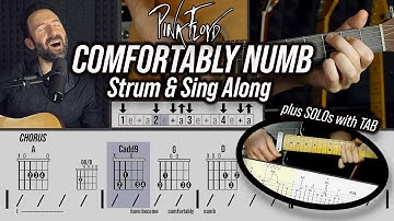 "COMFORTABLY NUMB" Strum & Sing Along + SOLOs with TAB - Guitar Lesson & Cover (Pink Floyd)