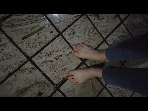 Meia went barefoot to the traditional market her feet walking the whole time on wet and dirty ground